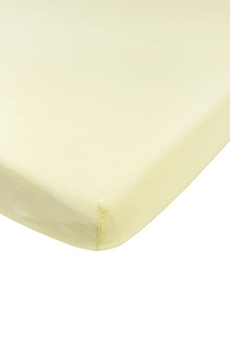 Meyco Baby Uni Spannbettlaken für die Babywiege (Bettlaken mit weicher Jersey-Qualität, aus 100% Baumwolle, perfekte Passform durch Rundum-Gummizug, atmungsaktiv, Maße: 40 x 80 / 90cm), Soft Yellow