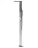 Beliani Freistehende Gartendusche Edelstahl Silber mit Wasserfall Handbrause Lotzorai