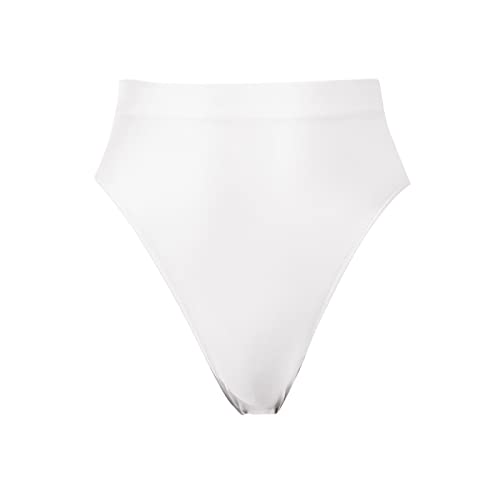 Unterwäsche Damen Sexy Eros Slip mit hoher Taille, sexy und glatt Kostüm Unterwäsche (White, L)