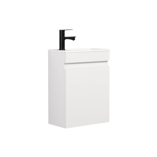 Kometmöbel Gäste-WC Waschtisch Set 40 cm Badmöbel Vormontiert Klein Waschbecken mit Unterschrank (Hochglanz Weiß)