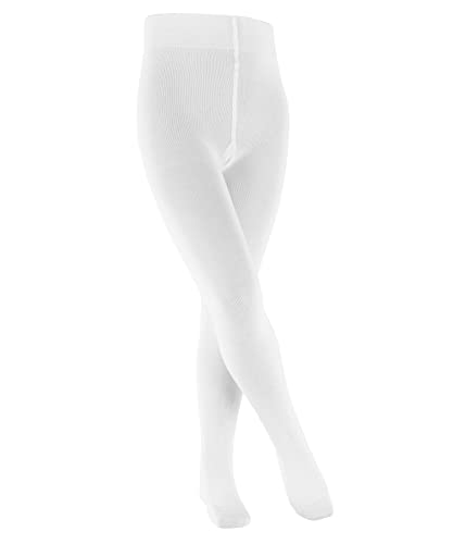 FALKE Unisex Kinder Strumpfhose Family K TI nachhaltige biologische Baumwolle dick einfarbig 1 Stück, Weiß (White 2000) neu - umweltfreundlich, 122-128
