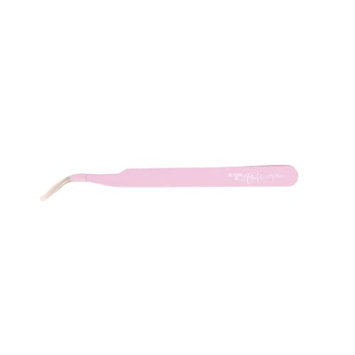 Craftelier - PräzisionsPinzette mit gebogener und gespitzter Spitze zum Stanzschablonen und Befestigen von kleinen Teilen und Ornamenten | EnthältKappe zum Schutz der Spitze | Farbe Pink