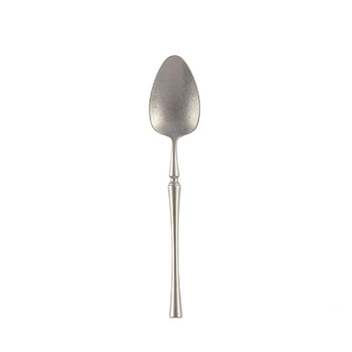 Lepel Vintage-Löffel aus mattem Edelstahl, spitzer Teelöffel, Vorspeisenlöffel, Dessert-Kaffeelöffel, Besteck-Set, 2er-Set, Silber Soeplepel (Size : S)