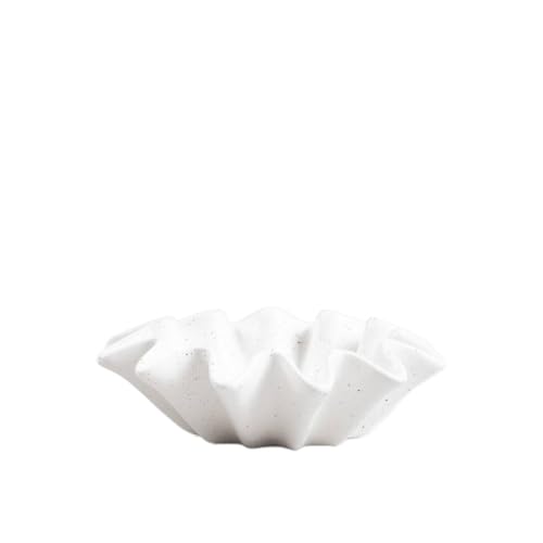 HOMLA Dekorative Schale Modern Hamptons, Keramik Weiß 19x19x6cm, Wohnzimmer/Schlafzimmer/Büro