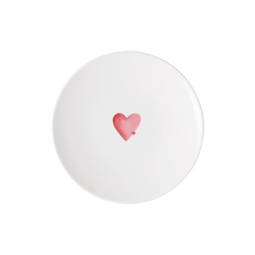 Villeroy & Boch – With Love Frühstücks-/ Dessertteller "Sending Love" Weiß, Spülmaschinenfest, Mikrowellensicher, Teller Herz, Geschirr Keramik, Herzmotiv, Geschenk, Premium Porzellan