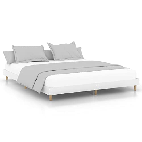 SXJEQOC Gaming Bett Bettgestell Double Bed Daybed - Bettgestell Weiß 150x200 cm Holzwerkstoff für Schlafzimmer Gastzimmer Wohnzimmer Jugendzimmer