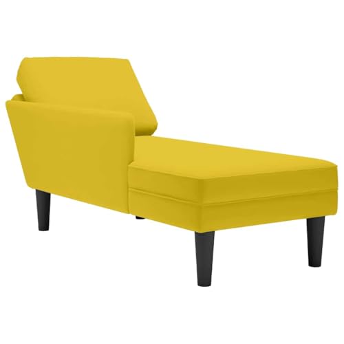 vidaXL Chaiselongue mit Kissen und Rechter Armlehne Gelb Samt, Recamiere, Loungesessel, Lounge Sofa, Lounge, Loungesofa, Wohnzimmersofa, Akzentsessel