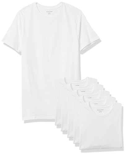 Amazon Essentials Herren Rundhals-Unterhemden aus Baumwolle, vielseitige Soft Basics, 6er-Pack, White, Medium