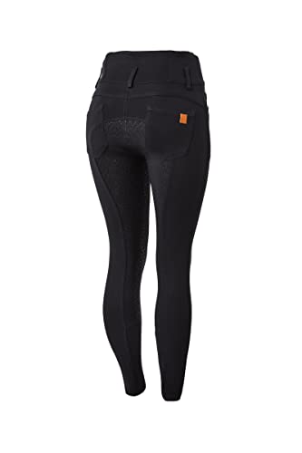 horze Tara Vollbesatzreithose mit Silikon-Grip und hohem Bund, Schwarz, 38