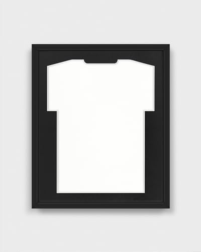 ARTIS Frametheshirt Premium - Trikotrahmen Fußball, Bilderrahmen für Trikot – Objektrahmen - 53,4x63,4x5 cm - Holz-Rahmen in Schwarz - Trikotrahmen Handball, Volleyball, Sporttrikots - Jersey Frame