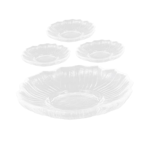 SHOWERORO 4 Stück Untertasse Gewürzgericht Gewürz Gericht Vorspeisenteller Runder Kaffeeteller Teeteller Teebeutelteller Untersetzer Für Teebeutel Transparent Glas Wiederverwendbar