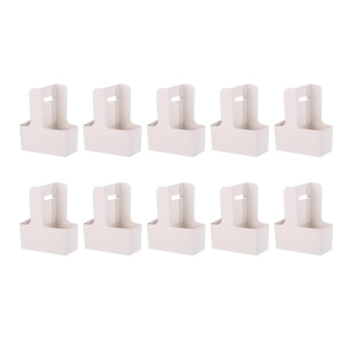F Fityle 10Pcs Tassen Getränketräger mit Griff, Papier Getränkehalter Faltbar für 2 Flaschen, Drink Carrier with Handle für heiße und kalte Tassen Getränke, Takeout, Café und Restaurant, Weiß