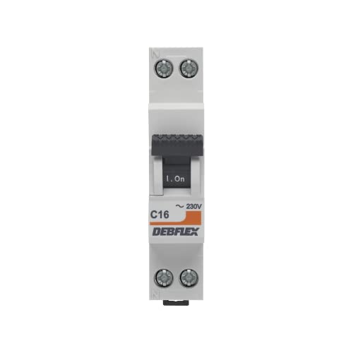 DEBFLEX Leistungsschalter, 16 A, Phase + Neutro, 3KA, Kurzschlussmodul, NF-zertifiziert, Installation auf Elektrorahmen, Grau