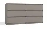 CDF Kommode Malwa M6 140 | Farbe: Lehm (grau) | Schrank für Dokumente, Kleinigkeiten | Ideal für Wohnzimmer, Schlafzimmer, Kinderzimmer, Jugendzimmer und Büro | 6 geräumige Schubladen