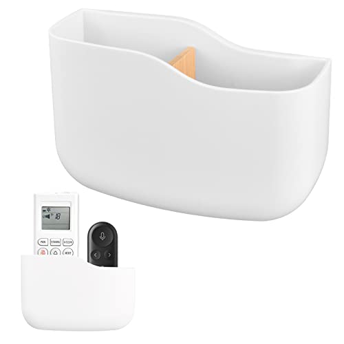 Dokeno Selbstklebende Fernbedienungshalterung Wandmontage Fernbedienungshalter Kein Bohren Universal-Halterung Organizer Box für Media-Player, Controller, Handys Aufladen (Weiß)
