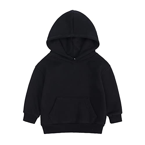Kleine Jungen Reißverschluss Hoodie Kleinkind Jungen Mädchen Pullover Sweatshirt Kinder Solid Plus Babys Kapuzenfarbe Top Coat Mädchen Tops Jungen Mode Hoodies (Schwarz, 12-24 Monate)
