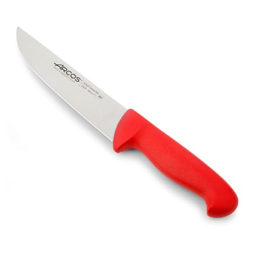 Arcos Fleischermesser aus Nitrum Edelstahl - Ideal für Fleisch - Ergonomischer Griff aus Polypropylen, für Langanhaltenden und Schweren Gebrauch - Rot, Serie 2900