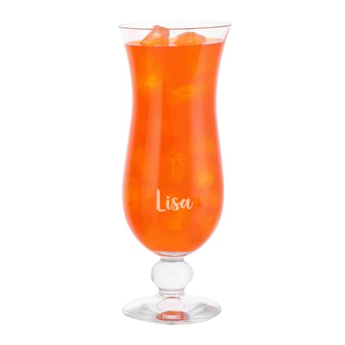 Herz & Heim® Karibisches Cocktailglas mit Gravur Ihres Wunschnamens (Name)