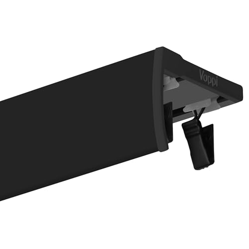 Voppi Doppelschiene Aluminium schwarz 260cm mit Abdeckblende DeckenGardinenstange elegant für alle Räume Froschrollen