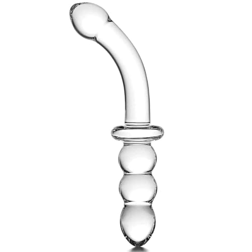 Analperlen Kristallglas gebogener Luststab, doppelendiger Analplug, kleiner G-Punkt-Dildo, Anfänger-Massagegerät, männlicher und weiblicher Masturbations-Penis-Analplug, geeignet für Männer und Frauen