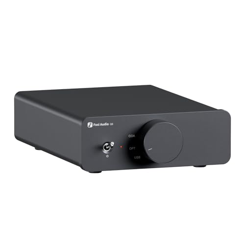 Fosi Audio Q6 Mini-Desktop-DAC, USB C Digital-Analog-Audio-Wandler für Heim-Stereo-Verstärker und Kopfhörerverstärker, optischer/koaxialer Eingang, RCA-Ausgang/Sub-Out, Hi-Res 32bit/768kHz DSD512