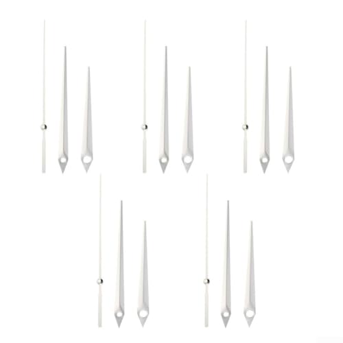 CWOQOCW 5-teiliges Uhrenzeiger-Set, aus Aluminium, Aluminium, Zeiger-Kits, DIY-Reparaturteile, Ersatzuhr-Reparatur (Silber)