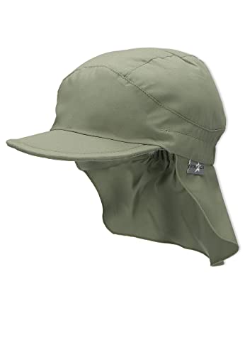 Sterntaler Schirmmütze Nacken Basic - Unisex Baby- und Kinder Mütze mit Nackenschutz - UV-Schutz 50+ Hut aus Popeline (Bio) - leichte Sommer Kopfbedeckung mit Gummiband - mattgrün, Größe 53