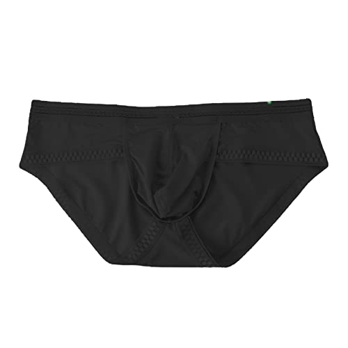 Herren Slips Eisseide Atmungsaktiv Männer Unterwäsche Brief Niedrige Taille Herren Sexy Unterhosen Slip Schlüpfer Herren Retroshorts 2025 Bequem Sportunterwäsche (Black, XXL)