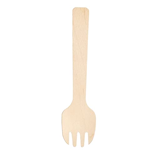 Göffel aus Holz, 105 mm, aus Birkenholz, glatt, umweltfreundlich, biologisch abbaubar, Einweg-Gabel-Set – ideal für Partys, Grillen, Picknicks, Geburtstage, Hochzeiten – 100 Stück