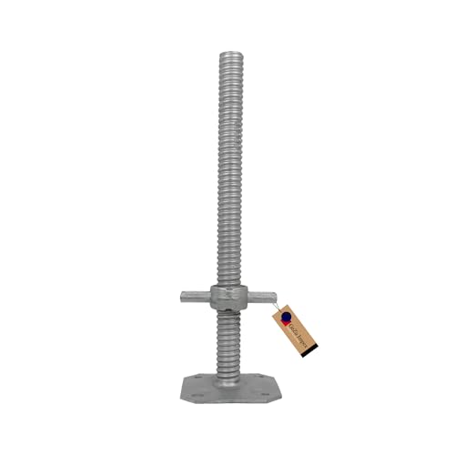 GeZu Impex® Gerüstspindel 300 mm, Ø 38 mm, Gewindefußplatte für Baugerüste galvanisch verzinkt, Gerüstfuß Gerüstfüße Spindel Fußplatte