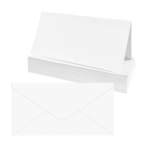 20 Set DIN DL Weiß Blanko Karten mit Briefumschläge, 100gsm Umschläge 300gsm Faltkarten für Grußkarten, Einladung, Geburtstagskarten, Dankeskarten - 10 x 21 cm