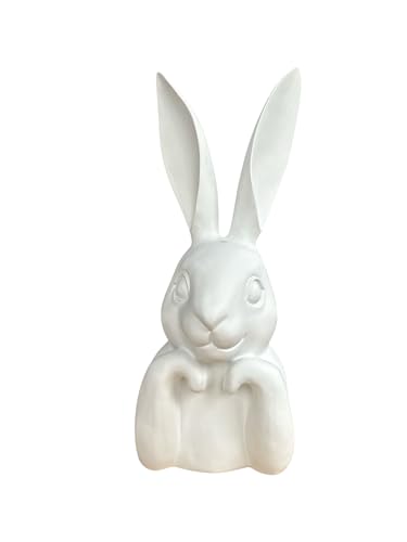 presentis HASENBÜSTE Max Osterhase Weiss 40cm Moderne OSTERDEKO DEKOFIGUR innen FRÜHLINGSDEKO