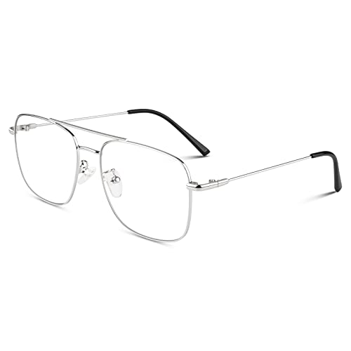 LINVO Brille Ohne Sehstärke für Herren Damen Klassische Metallgestell Brillenfassung Vintage Pilotenbrille Fake Brille