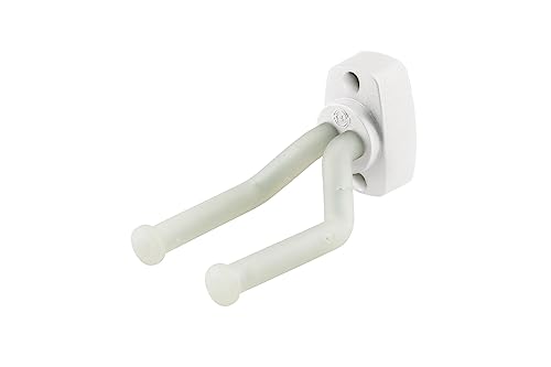 K&M 16280 Universal Gitarren-Wandhalter Weiß - Beweglicher Bügel - Für alle Kopfplatten geeignet