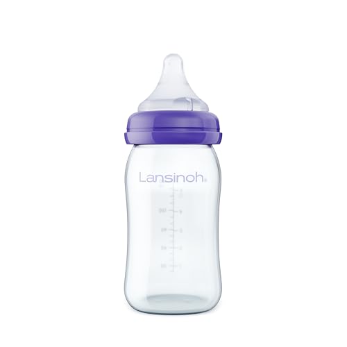 Lansinoh Glas Babyflasche mit NaturalWave Sauger Gr. S, 160 ml