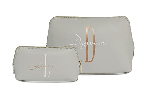Personalisierte Kulturtasche, Kosmetiktasche mit Initial und Namen, personalisierte Beauty Bag, Schminktasche in zwei Größen, Necessaire (Set)