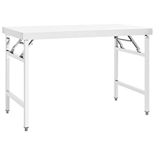 vidaXL Küchentisch Klappbar Gastronomie Gastro Tisch Arbeitstisch Klapptisch Edelstahltisch für Restaurant Kantine 120x60x80cm Edelstahl