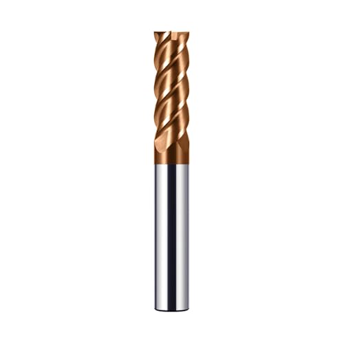 CREEYA Hartmetall Schaftfräser 8mm, 4 Zähne/4 Schneiden CNC Fräser, HRC 55, TiSiN Golden Beschichtung, VHM Fräser CNC 8mm Für Stahl Metall Holz Acryl Kunststoff(8mm)