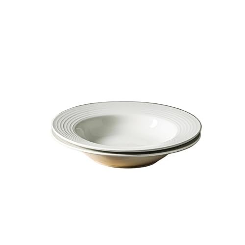 Küchenteller, Luxuriöses Set aus 2 Keramik-Strohhut-Tellern – perfekt for Servieren von Salat, Pasta und westlichen Gerichten. Entfesseln Sie Ihren inneren Koch mit diesen hochwertigen weißen Tellern