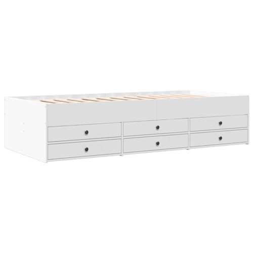vidaXL Tagesbett, Gästebett mit 6 Schubladen mit Rollen, Schlafsofa für Schlafzimmer, Bettsofa Sofabett Daybed Bett, Weiß 90x190cm Holzwerkstoff