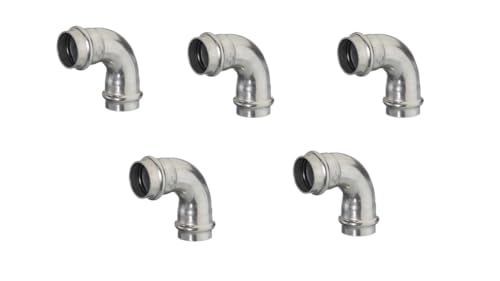 Sanitärshop Baustoffe & Sanitär Pressfittings Edelstahl - 1 Produkt für Trinkwasser und Heizung - V Press Kontur (Bogen 90° 2 Muffen - 5 Stück, 22mm)