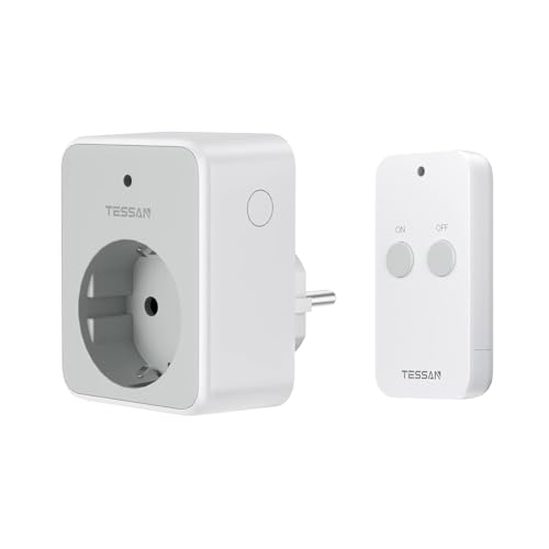 TESSAN Funksteckdose mit Fernbedienung, Steckdose mit Fernbedienung 30,5M Reichweite, 3600W innen, Schaltbare mit Magnetische, Programmierbar