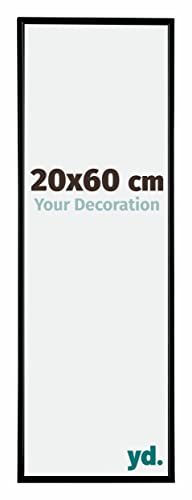 Your Decoration - Bilderrahmen 20x60 cm - Schwarz Matt - Bilderrahmen aus Kunststoff mit Acrylglas - Antireflex - 20x60 Rahmen - Evry