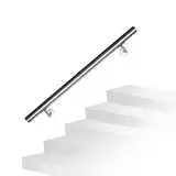 Daromigo Edelstahl Handlauf Treppengeländer Geländer Wandhandlauf Wand Treppe mit Wandhalterung und Endkappen, Treppengeländer Innen und Außen für Treppen, Brüstung, Balkon, Länge: 80 CM