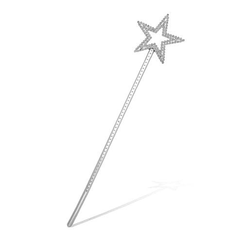 Abeillo Feenstab Zauberstab für Kinder, Stern Glitzer Zauberstab für Mädchen, Prinzessin Stab Silber Angel Fairy Fee Zauberstab für Weihnachten Kostüm Karneval Mottoparty Cosplay Dekoration