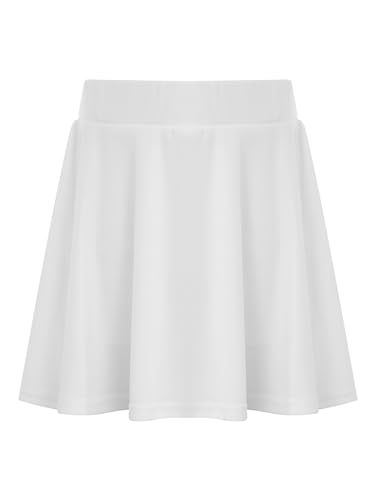 inhzoy Mädchen 2 in 1 Tennisrock mit Innenhose Tennis Skort Golf Rock Plissiert Athletic Sportrock Laufenrock Hohe Taille Weiß 152-158