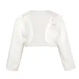 iEFiEL Kinder Bolero Schulterjacke Mädchen Bolero Jacke Festlich - Langarm Weiß Ivory zum Kommunionkleid Taufkleid Ivory 74-80