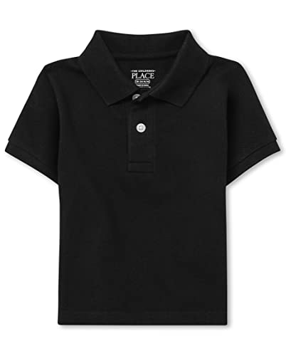 The Children's Place Baby-Jungen 3502 Short Sleeve Polo Schuluniform-Poloshirt, Schwarz 0049, 104