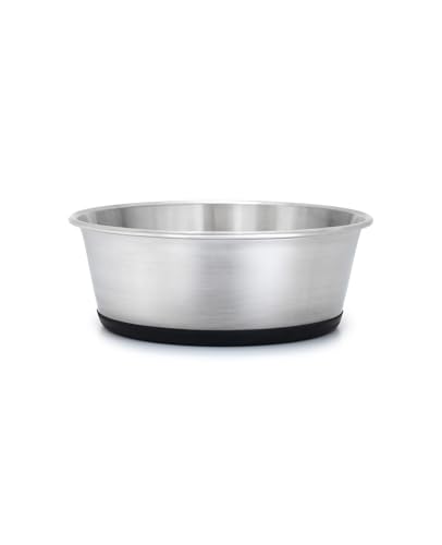 lionto Futternapf aus Edelstahl, 1900 ml, lebensmittelechter Hundenapf mit rutschfestem Silikonboden, rostfreier Wassernapf für Hunde und Katzen, spülmaschinenfest