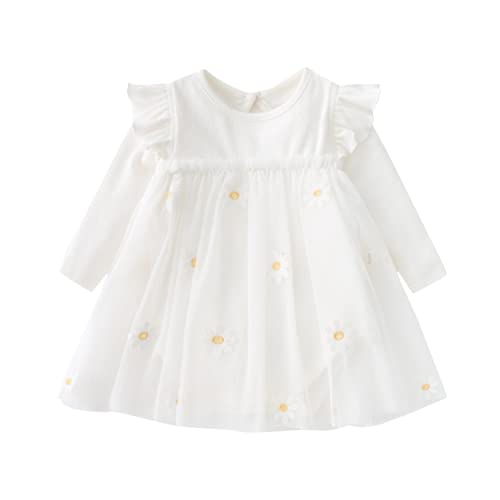 Kleinkind Kleines Baby Mädchen Kleid Sets Rüschen Langarm Strick Strampler Tüll Rock Herbst Winter Outfits 66 6-9 Monate Weiß